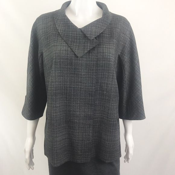 Lida Baday Suit 14P Designer Jacket Skirt Gray Wool Blend Jackie O Luxury Style - Picture 3 of 12